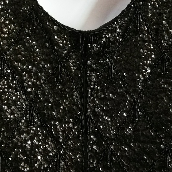 Medium Black Bead & Sequin Formal Wool Top - Picture 12 of 14